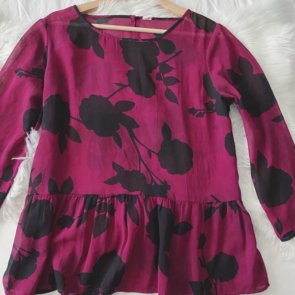 Peplum • Sheer Black Floral Blouse - Picture 1 of 10